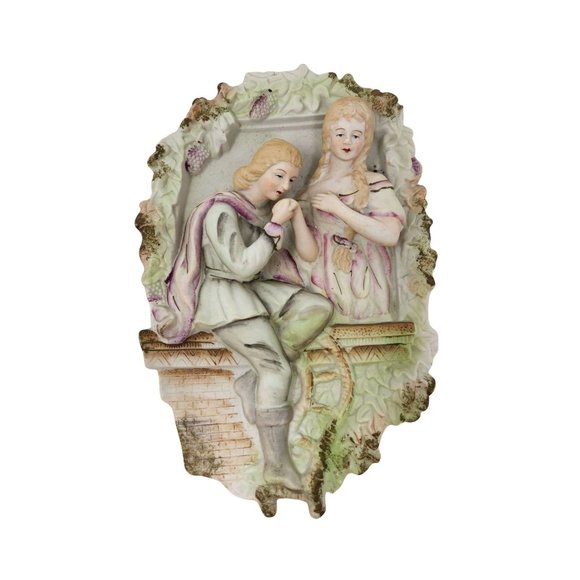 Antique Victorian Bisque Porcelain 3D Relief Wall Plaque 10 in x 7 in x 1.25 in - Picture 2 of 10